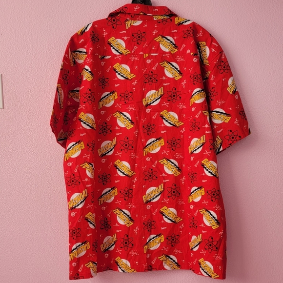 THE BIG BANG THEORY BUTTON DOWN RED BAZINGA SHIRT/ 2XL. - Picture 2 of 9